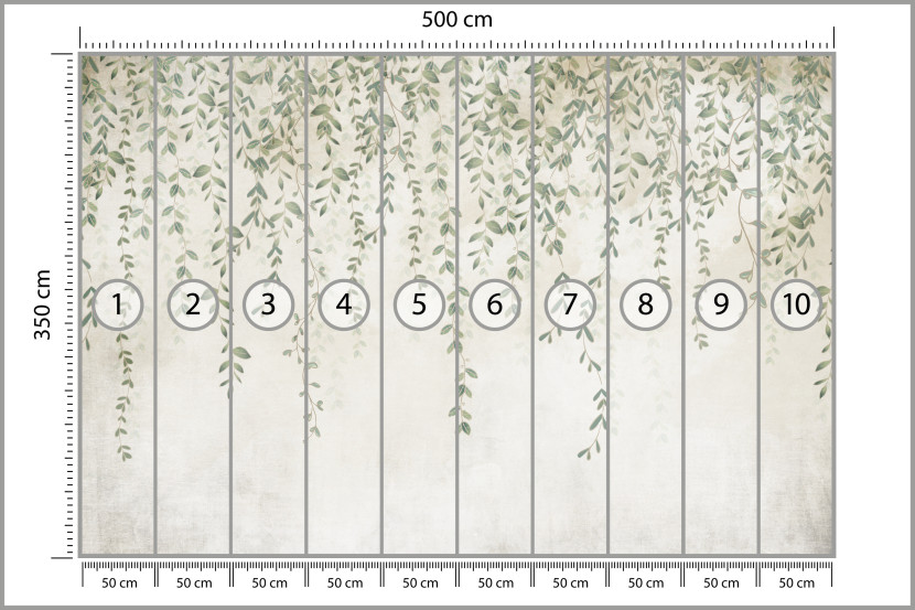 Fototapeta Delikatne Liście na Murze do Salonu i Sypialni 500x350cm Boho, 6829594
