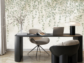 Fototapeta Delikatne Liście na Murze do Salonu i Sypialni 100x70cm Boho