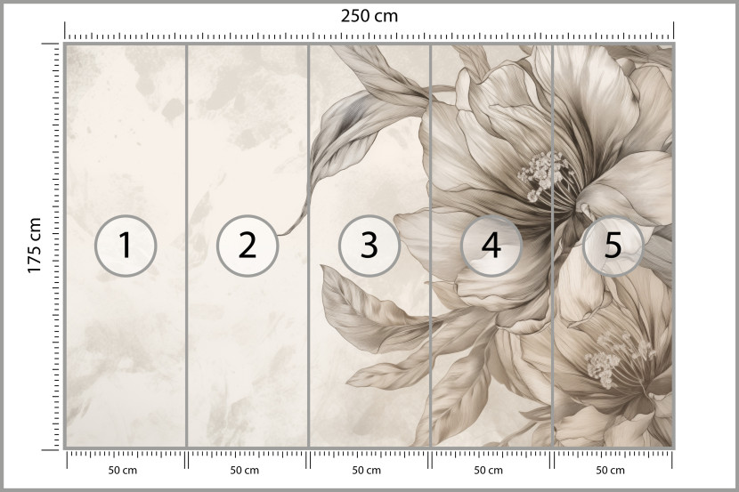 Fototapeta Beżowe Kwiaty do Salonu i Sypialni 250x175cm Boho, 6829657