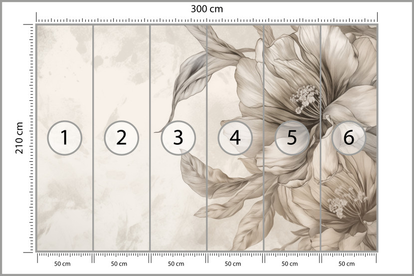 Fototapeta Beżowe Kwiaty do Salonu i Sypialni 300x210cm Boho, 6829684