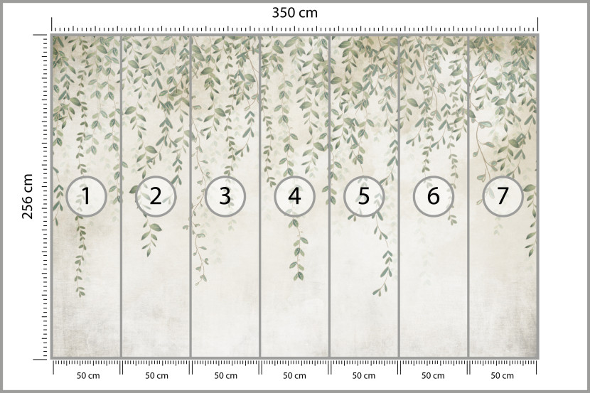 Fototapeta Delikatne Liście na Murze do Salonu i Sypialni 350x256cm Boho, 6829693