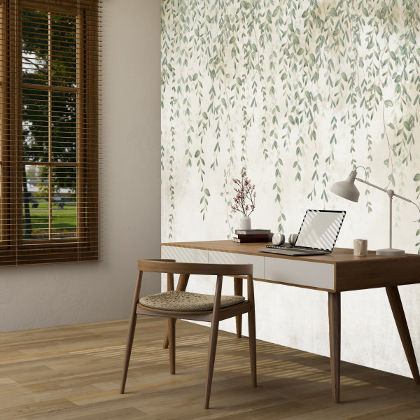 Fototapeta Delikatne Liście na Murze do Salonu i Sypialni 350x256cm Boho, 6829696