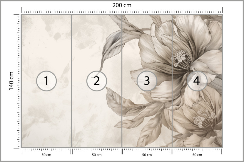 Fototapeta Beżowe Kwiaty do Salonu i Sypialni 200x140cm Boho, 6829934