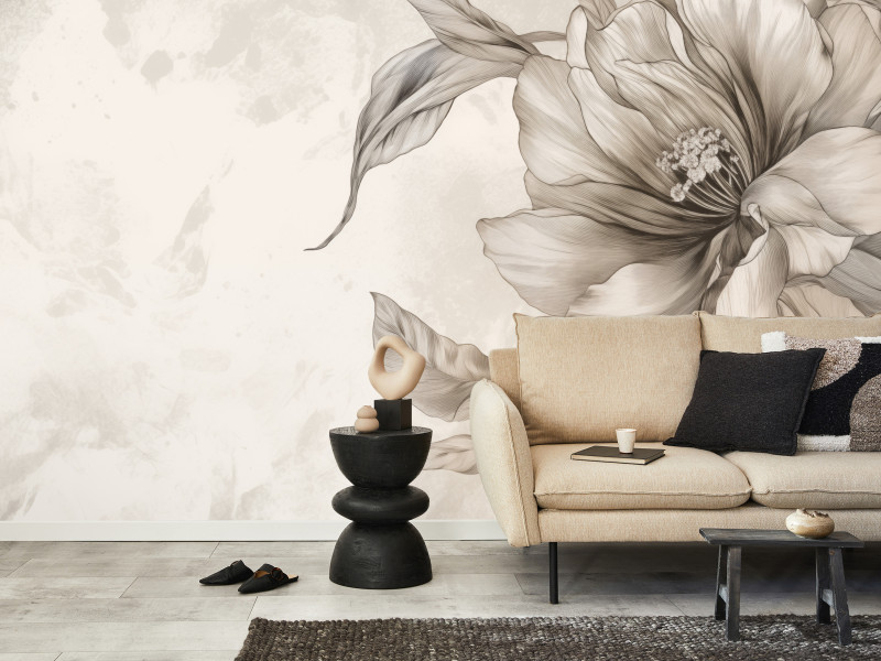 Fototapeta Beżowe Kwiaty do Salonu i Sypialni 400x280cm Boho, 6830130
