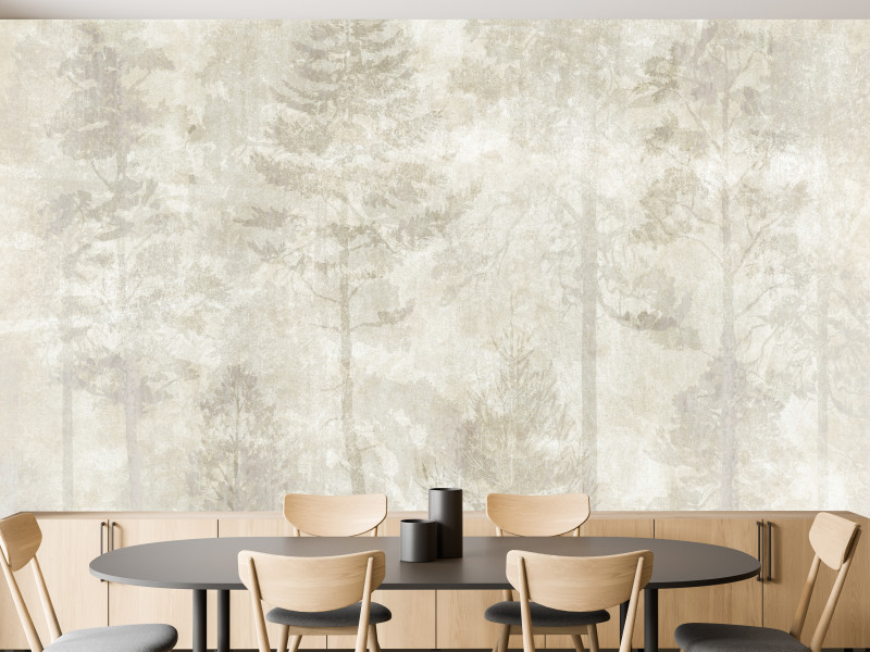 Fototapeta Las we Mgle na Betonie do Salonu i Sypialni 100x70cm, 6869796