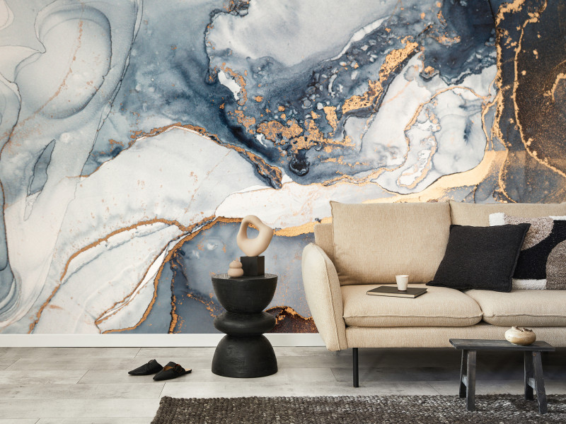 Fototapeta Niebieski Abstrakcyjny Marmur do Salonu i Sypialni 350x256cm, 6870619