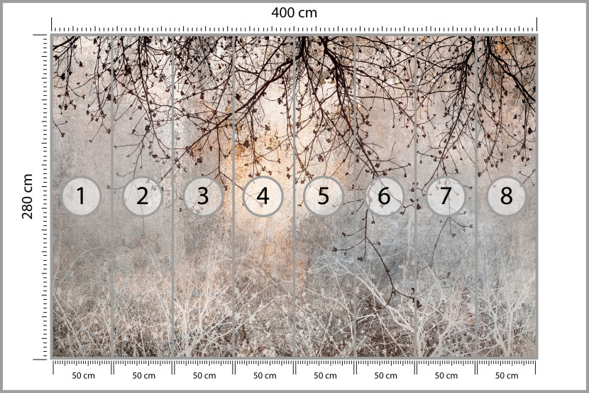 Fototapeta Drzewo i Kwiaty we Mgle do Salonu i Sypialni 400x280cm, 6870665