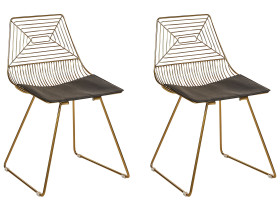 2 krzesła kuchenne do jadalni metalowe złoty