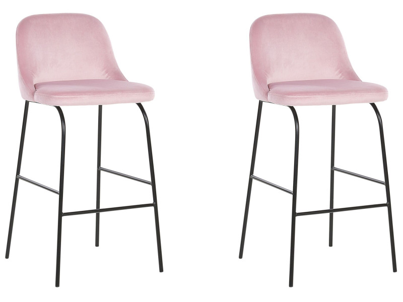 Zestaw krzeseł barowych różowy welurowy, 687150