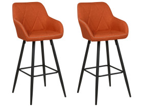 Zestaw krzeseł barowych tapicerowane pomarańczowy
