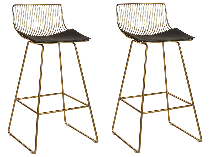 2 krzesła barowe kuchenne metalowe złote, 687363