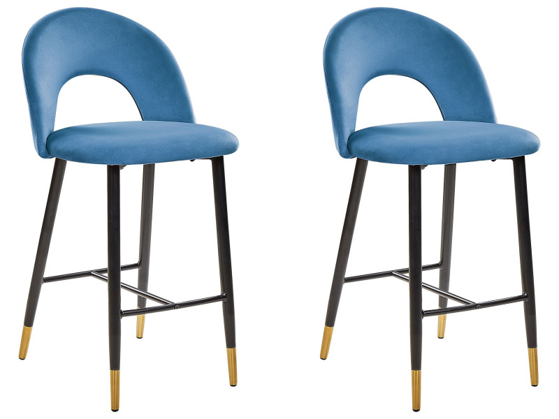 2 krzesła barowe welur jadalnia niebieskie, 687464