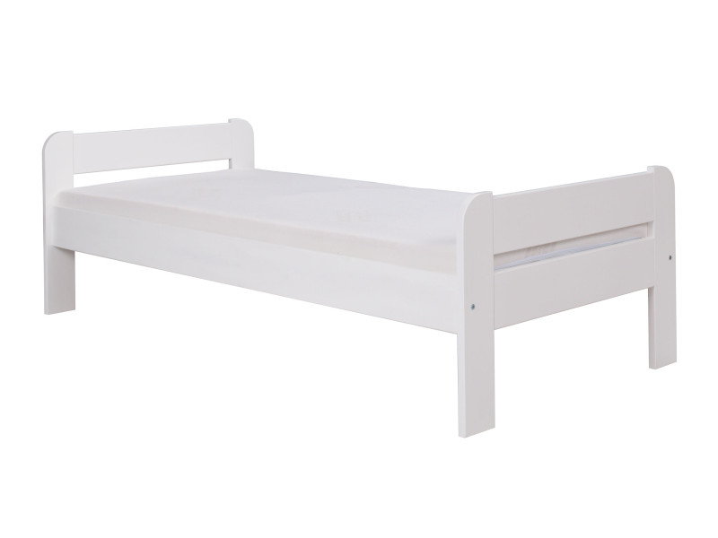 Łóżko 90x200 drewniane ALEX, kolor biały + stelaż, 687508