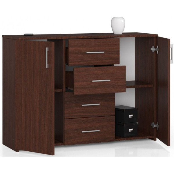 Komoda do sypialni, drzwi, szuflady, LENA, 110x35x80, wenge | TYLETEGOTU, 6880130