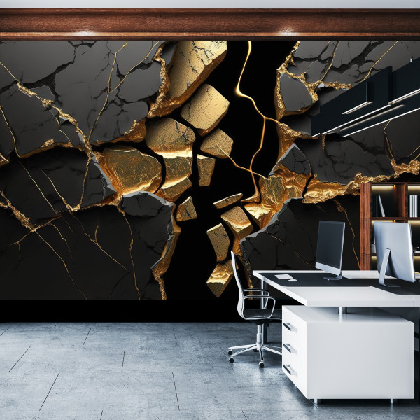 Fototapeta Czarny Abstrakcyjny Marmur do Salonu i Sypialni 350x256cm, 6884571