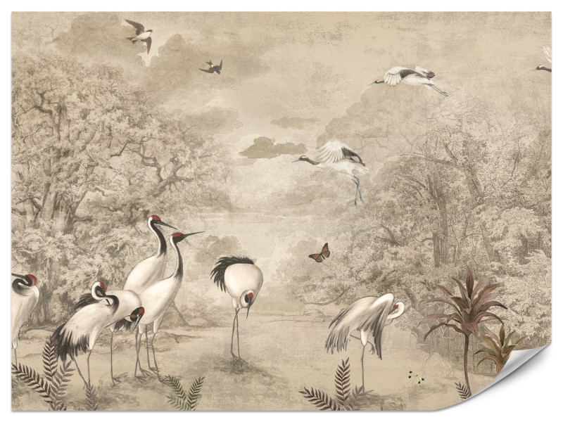 Fototapeta Żurawie Retro do Salonu i Sypialni 300x210cm, 6886625