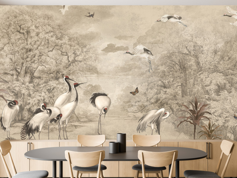 Fototapeta Żurawie Retro do Salonu i Sypialni 450x315cm, 6887363