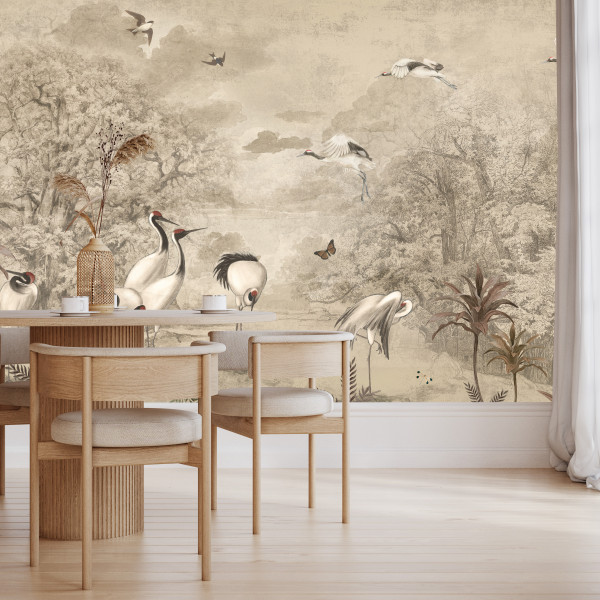 Fototapeta Żurawie Retro do Salonu i Sypialni 450x315cm, 6887367