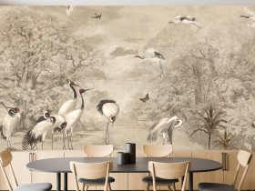 Fototapeta Żurawie Retro do Salonu i Sypialni 100x70cm