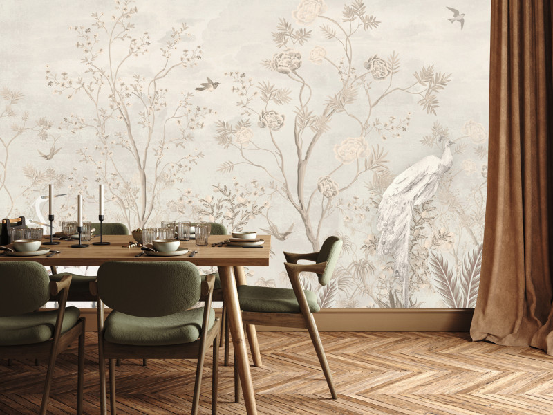 Fototapeta Białe Ptaki pośród Drzew do Salonu i Sypialni 400x280cm Boho, 6890866