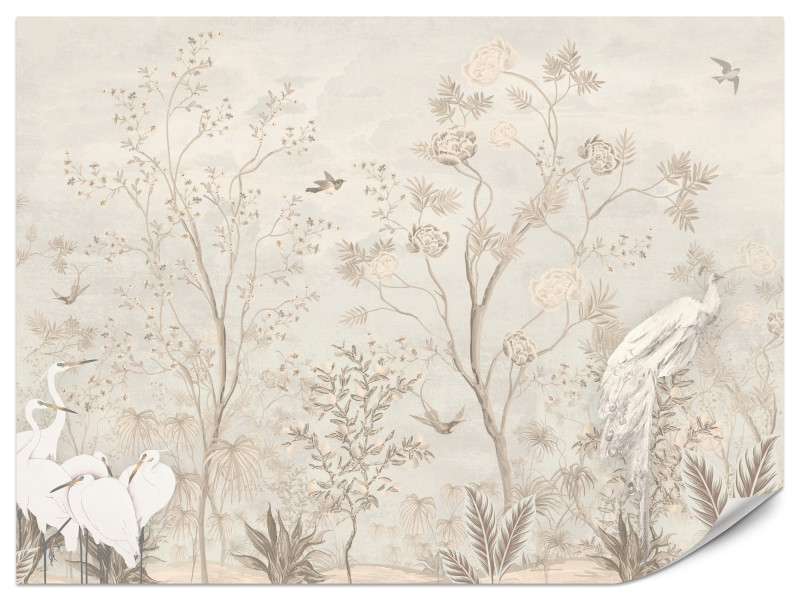 Fototapeta Białe Ptaki pośród Drzew do Salonu i Sypialni 450x315cm Boho, 6891416