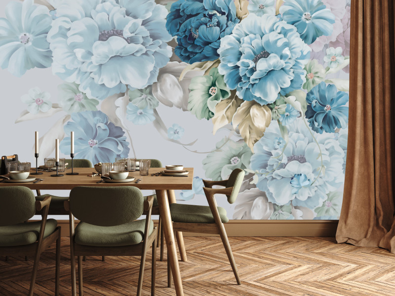 Fototapeta Niebieskie Peonie do Salonu i Sypialni 200x140cm, 6892504