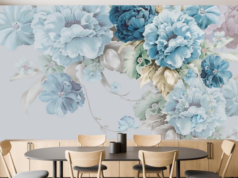 Fototapeta Niebieskie Peonie do Salonu i Sypialni 150x105cm, 6893113