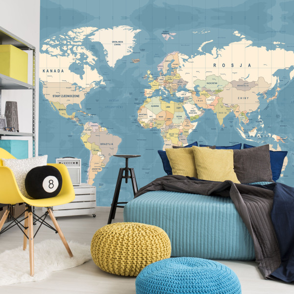 Fototapeta Mapa Świata po Polsku Dla Dzieci 250x175cm, 6897161