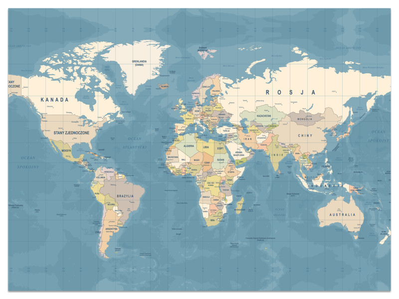 Fototapeta Mapa Świata po Polsku Dla Dzieci 350x256cm, 6897809