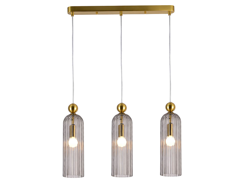Lampa wisząca Piega 3-punktowa szklana złoto-szara, 690014