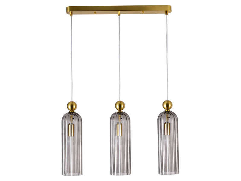 Lampa wisząca Piega 3-punktowa szklana złoto-szara, 690015