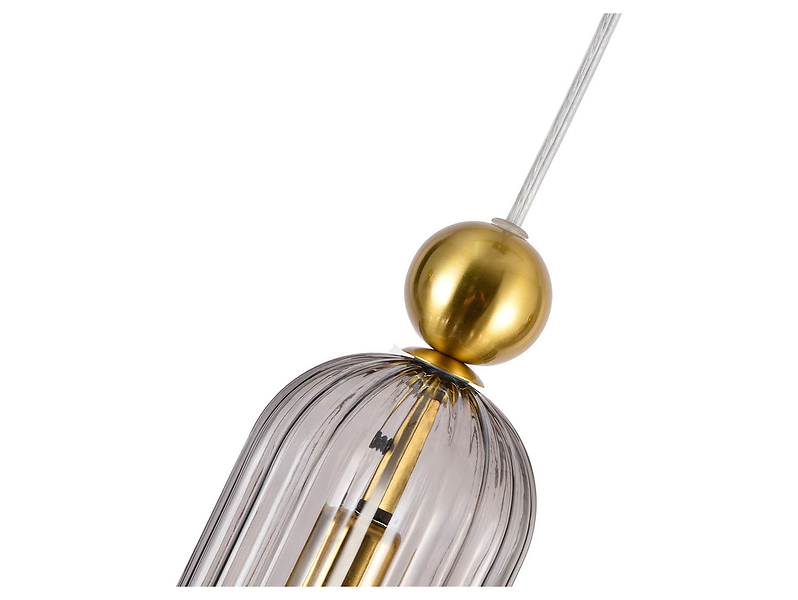 Lampa wisząca Piega 3-punktowa szklana złoto-szara, 690016