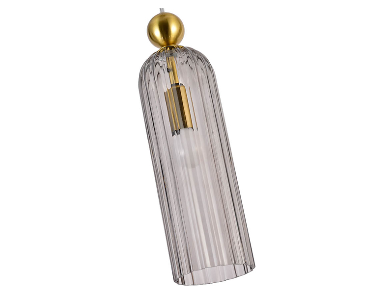 Lampa wisząca Piega 3-punktowa szklana złoto-szara, 690017