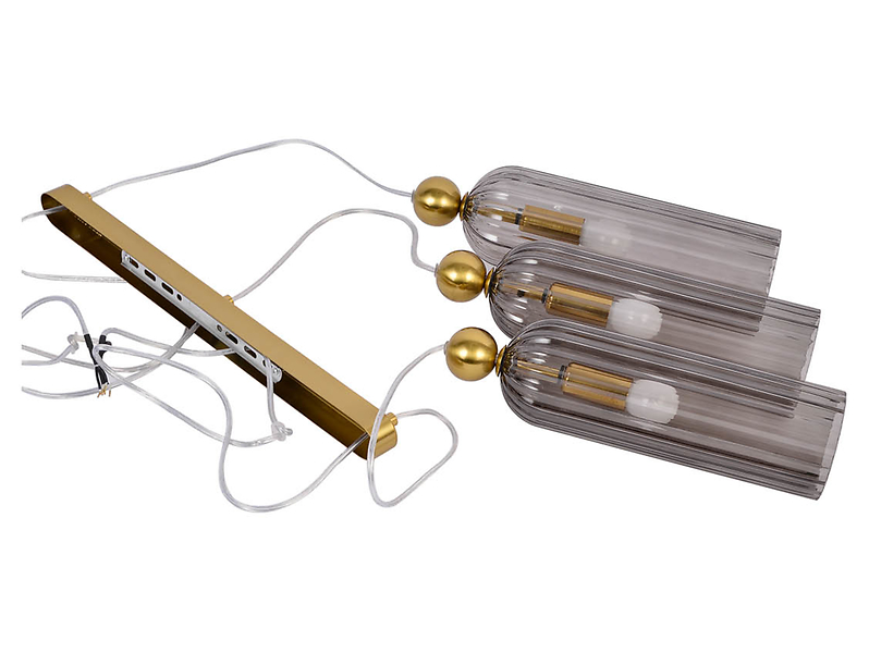 Lampa wisząca Piega 3-punktowa szklana złoto-szara, 690018