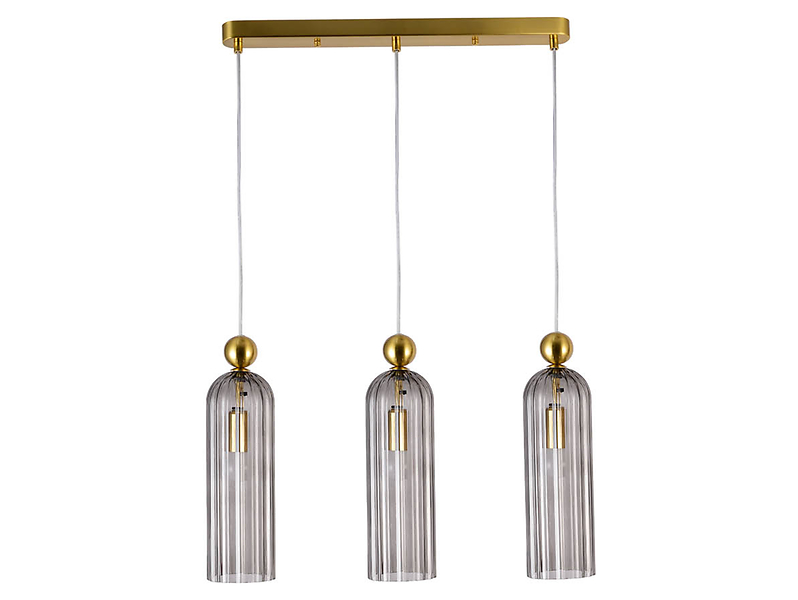 Lampa wisząca Piega 3-punktowa szklana złoto-szara, 690019