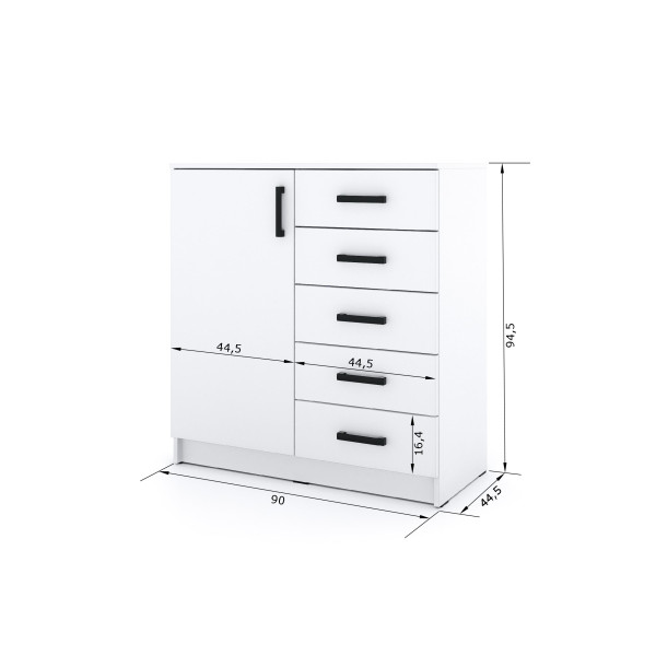 Młodzieżowa komoda Sigma K5 1U5S 90 cm z szufladami - dąb artisan, 6905401