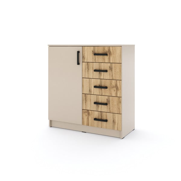Młodzieżowa komoda Sigma K6 5S 90 cm z szufladami - dąb wotan, 6905402