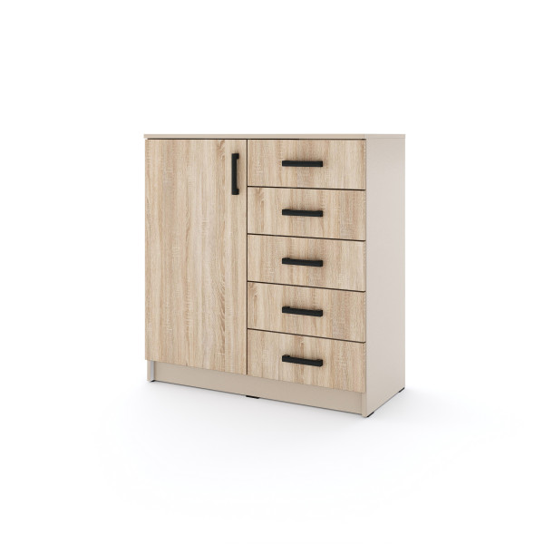Młodzieżowa komoda Sigma K4 1U5S 90 cm z szufladami - dąb sonoma, 6905409