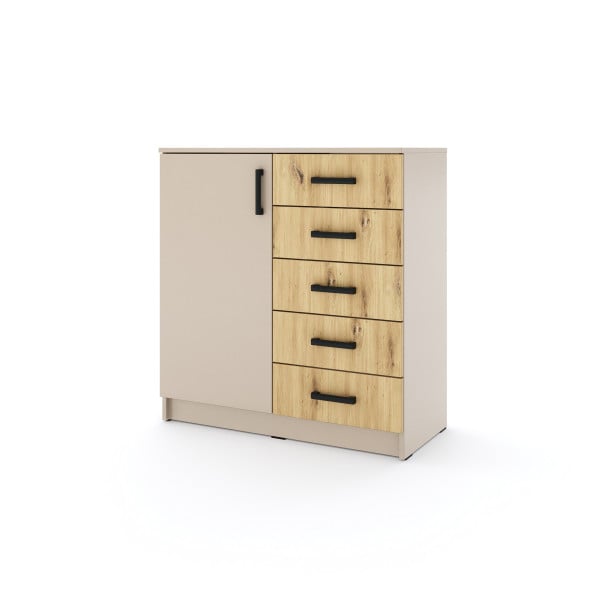 Młodzieżowa komoda Sigma K5 5S 90 cm z szufladami - dąb artisan, 6905413