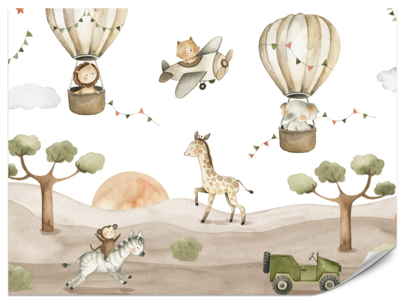 Fototapeta Zwierzęta Safari i Balony Dla Dzieci 350x256cm, 6908001