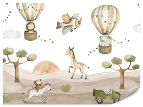 Fototapeta Zwierzęta Safari i Balony Dla Dzieci 100x70cm