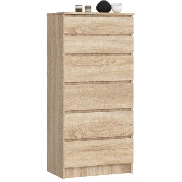 Komoda do sypialni, 6 szuflad, STILO, 60x40x130 cm, dąb sonoma | TYLETEGOTU, 6918504
