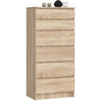 Komoda do sypialni, 6 szuflad, STILO, 60x40x130 cm, dąb sonoma | TYLETEGOTU