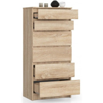 Komoda do sypialni, 6 szuflad, STILO, 60x40x130 cm, dąb sonoma | TYLETEGOTU