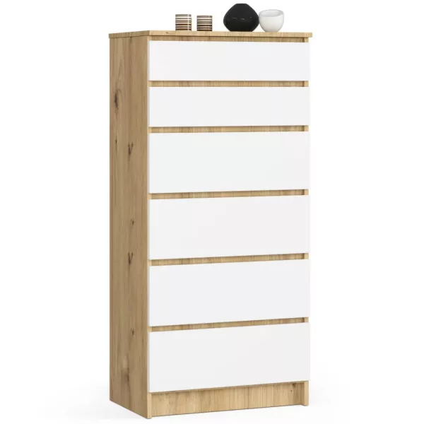 Komoda do sypialni, pokoju, STILO, 60x40x130, artisan, biel | TYLETEGOTU, 6918701