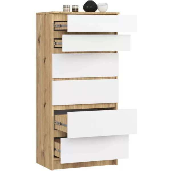 Komoda do sypialni, pokoju, STILO, 60x40x130, artisan, biel | TYLETEGOTU, 6918702