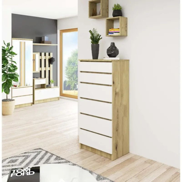 Komoda do sypialni, pokoju, STILO, 60x40x130, artisan, biel | TYLETEGOTU, 6918703