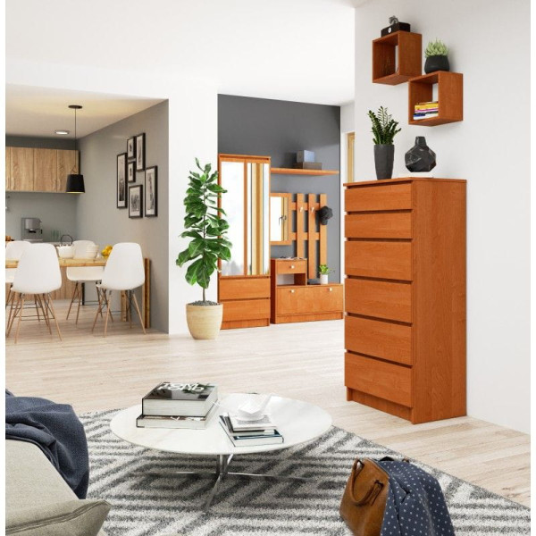 Komoda do sypialni, 6 szuflad, STILO, 60x40x130 cm, olcha, mat | TYLETEGOTU, 6918894