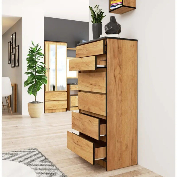 Komoda do sypialni, 6 szuflad, STILO, 60x40x130 cm, dąb craft | TYLETEGOTU, 6918950