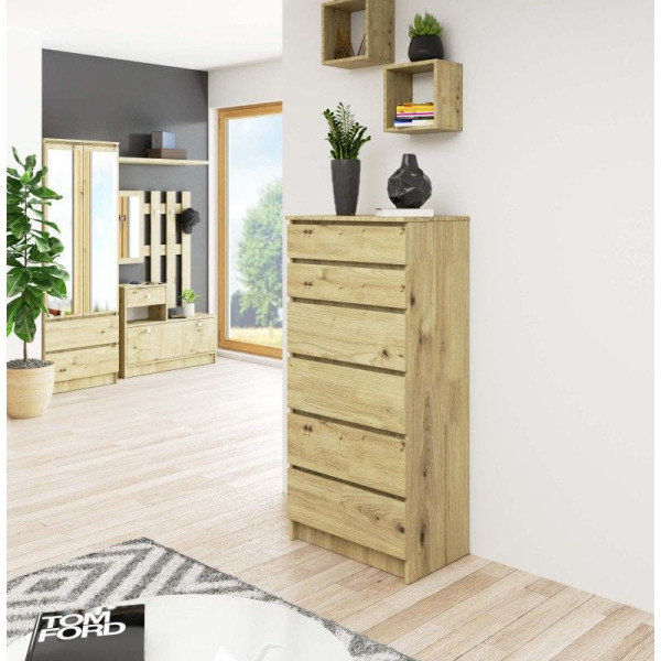 Komoda do sypialni, 6 szuflad, STILO, 60x40x130, artisan, mat | TYLETEGOTU, 6918982